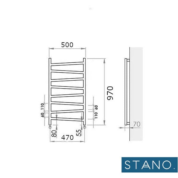 STANO - Radiateur sèche-serviettes eau chaude design CYRKA 97 x 50 cm noir mat - large