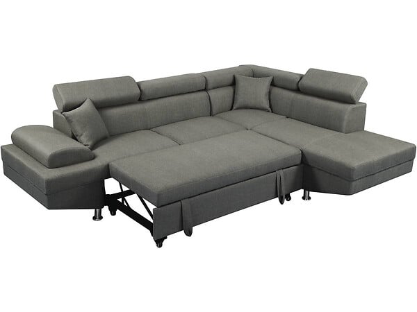 HABITAT ET JARDIN - Canapé d'angle "Sophia luxe" - 265 x 190.5 x 80/91 cm - Gris - Angle droit - large
