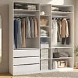 ID MARKET - Dressing TAYLOR 200 x 55 x 200 cm avec penderies + étagères + tiroirs blanc - vignette