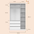 ID MARKET - Dressing TAYLOR 120 x 55 x 200 cm avec penderie + étagères + tiroirs blanc - vignette