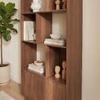 SICAAN - Sicaan Bibliothèque scandinave H.180cm, 2 portes et 6 niches finition noyer - LILA - vignette