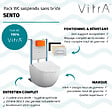 VITRA - Pack WC suspendu VitrA Sento blanc mat + bâti autoportant V-Fix Core + Plaque Round chromé - vignette