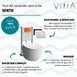 VITRA - Pack WC suspendu VitrA Sento blanc + bâti autoportant V-Fix Core + Plaque Round chromé - vignette