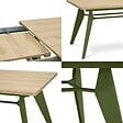 SICAAN - Sicaan Table à manger extensible 140-180cm pieds métal kaki et plateau finition chêne - MELOE - vignette