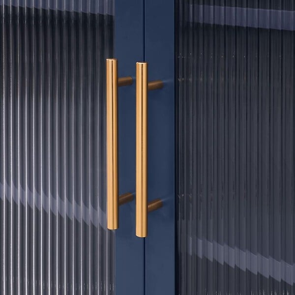 SICAAN - Sicaan Buffet métal 2 portes bleu nuit et verre cannelé 80  cm LUKA - large