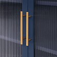 SICAAN - Sicaan Buffet métal 2 portes bleu nuit et verre cannelé 80  cm LUKA - vignette