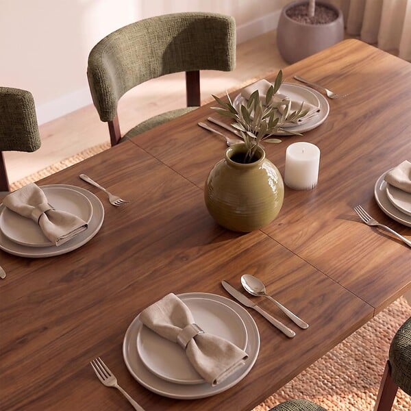SICAAN - Sicaan Table à manger 160cm pieds métal beige et plateau finition noyer - ANDREA - large