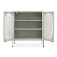 SICAAN - Sicaan Buffet industriel en métal 2 portes vert sauge et verre cannelé 80  cm EDEN - vignette