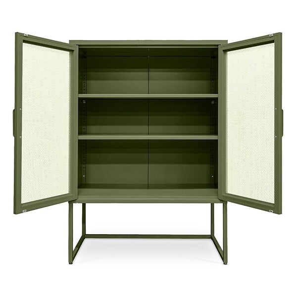 SICAAN - Sicaan Buffet haut industriel en métal H.120cm 2 portes mesh grillagé vert olive - KAI - large