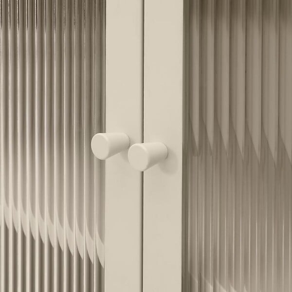 SICAAN - Sicaan Buffet industriel métal 2 portes, beige et verre cannelé 80  cm KURT - large