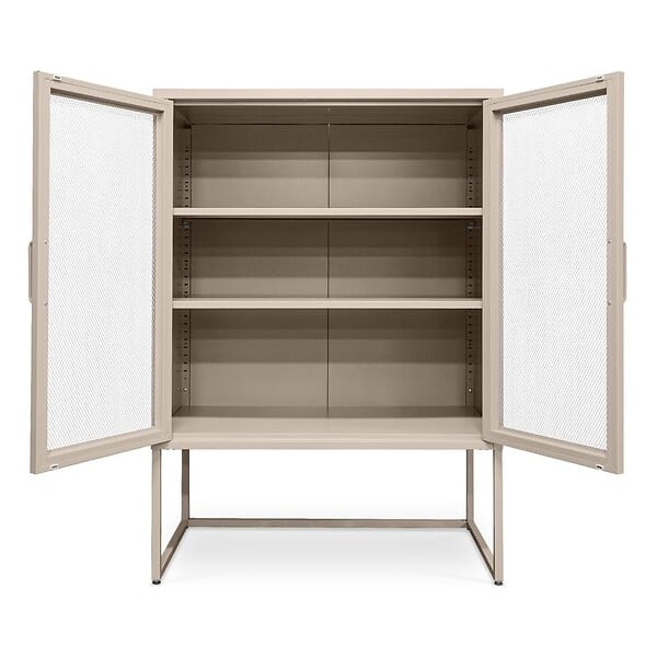 SICAAN - Sicaan Buffet haut industriel en métal H.120cm 2 portes mesh grillagé beige - KAI - large