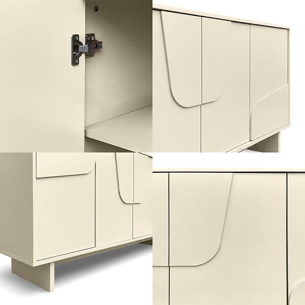 SICAAN - Sicaan Buffet beige 160cm - 4 portes - finition mélaminée - FLORA - large