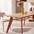 SICAAN - Sicaan Table à manger extensible 140-180cm pieds métal terracotta et plateau finition chêne - MELOE - vignette