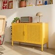 OVIALA - Buffet moderne 2 portes L100 cm en métal jaune - Punchy - vignette