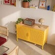 OVIALA - Buffet moderne 2 portes L100 cm en métal jaune - Punchy - vignette