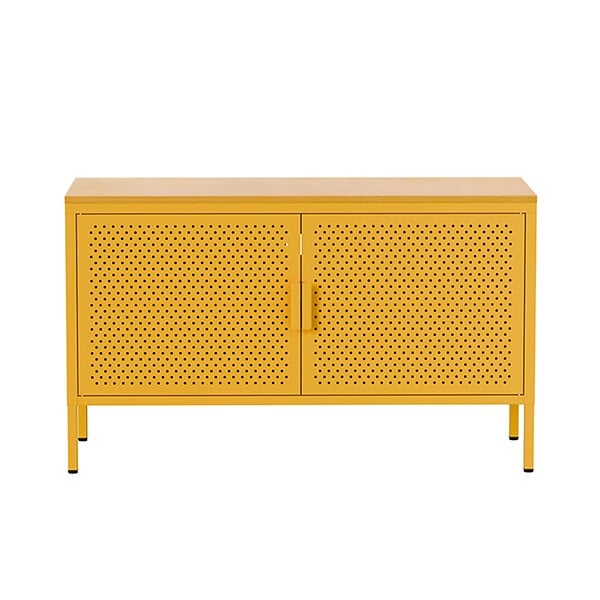 OVIALA - Buffet moderne 2 portes L100 cm en métal jaune - Punchy - large