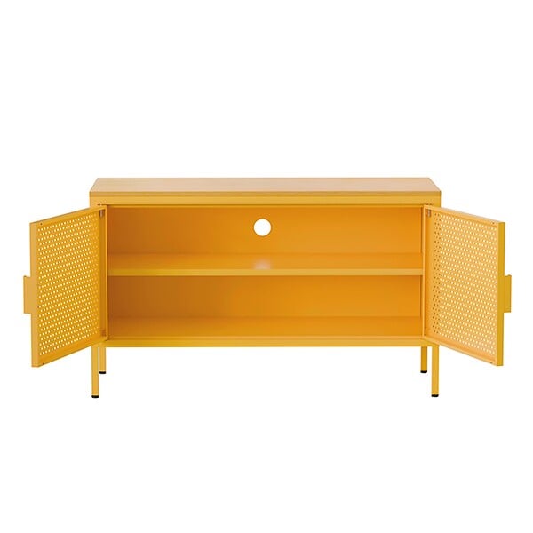 OVIALA - Buffet moderne 2 portes L100 cm en métal jaune - Punchy - large