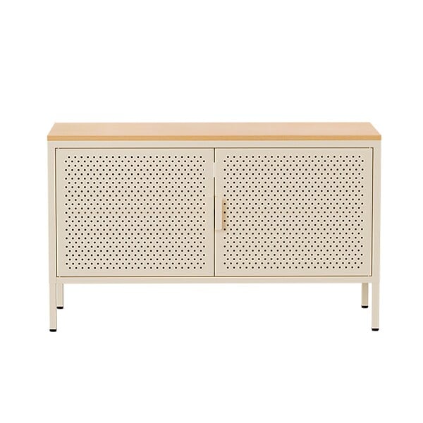 OVIALA - Buffet moderne 2 portes L100 cm en métal écru - Punchy - large