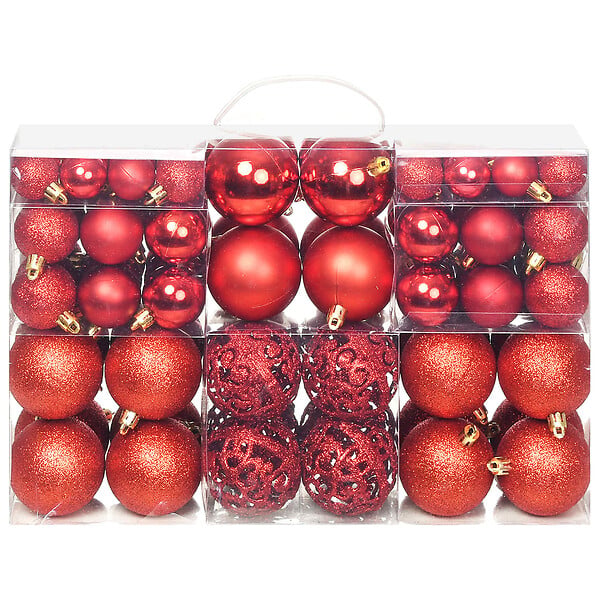 VIDAXL - vidaXL Ensemble de boules de Noël 100 pcs 3/4/6 cm Rouge - large