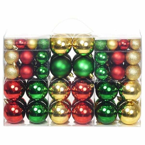 VIDAXL - Boules de Noël 100 pcs Rouge/Doré/Vert - large