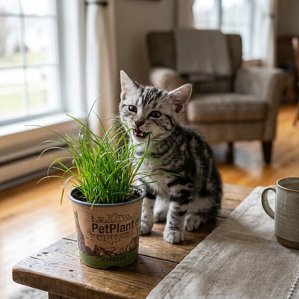 BLOOMIQUE - Lot de 6 - Cyperus zumula - Herbe à chat - Plante d’intérieur - H. 20-30 cm - P. 12 cm - large