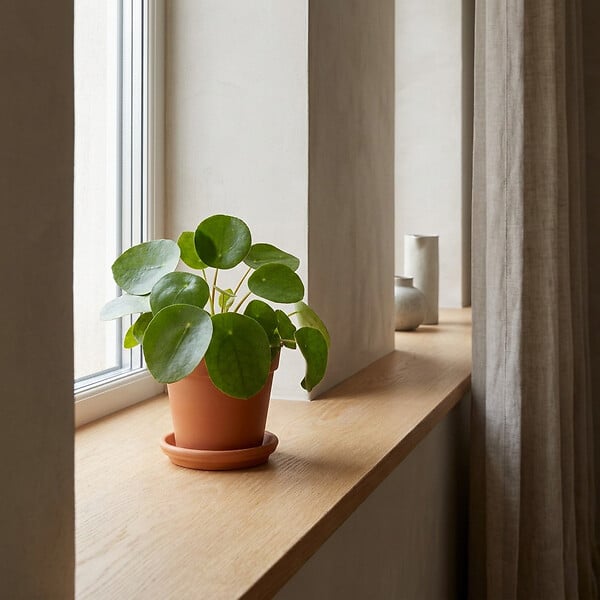 BLOOMIQUE - Pilea Peperomioides - Plante à monnaie chinoise - Plantes d’intérieur - H. 15-20 cm - P. 12 cm - large