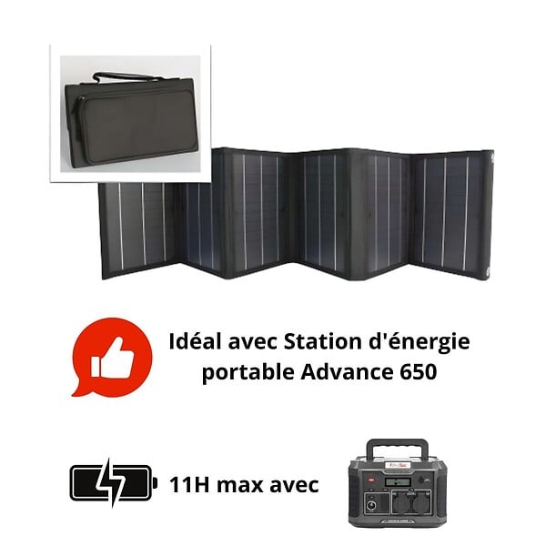 PROTEC - Panneau solaire portatif pliable SolarTec 60 - 60W 18V 3,3A - 6 pans monocristallins - Port USB A/C - Câble DC - Protec - large
