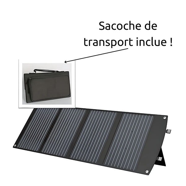 PROTEC - Panneau solaire portatif SolarTec 120W 18V 6,6A 4 pans monocristallins + USB A-C - Protec - large