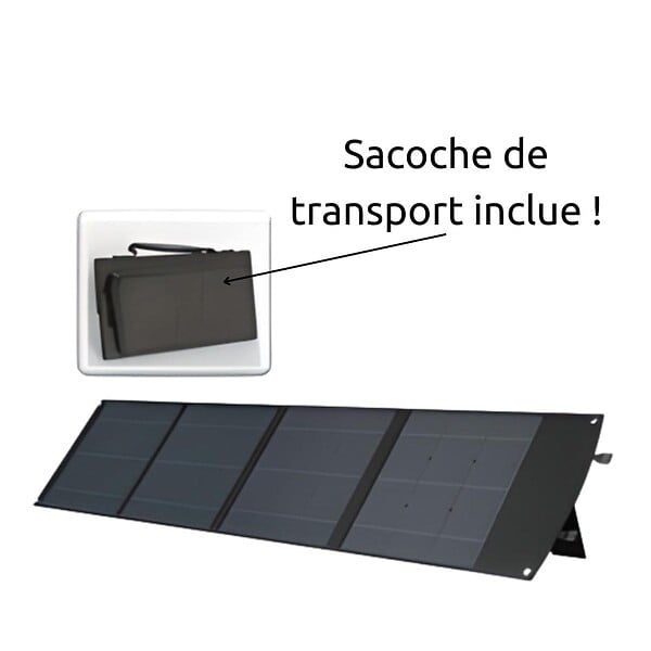 PROTEC - Panneau solaire portatif SolarTec 200 - 200w 18V 6,6A - 4 pans monocristallins - Port USB A-C - Câble DC - Protec - large