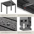 TECTAKE - Table de jardin extensible, résistante aux intempéries, pour 4 à 6 personnes, aspect bois, noir, 80–120 x 80 x 74 cm - vignette