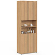 ID MARKET - Meuble armoire colonne salle de bain VICTOR 4 portes 2 niches effet lattes - vignette