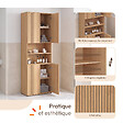 ID MARKET - Meuble armoire colonne salle de bain VICTOR 4 portes 2 niches effet lattes - vignette