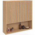 ID MARKET - Meuble de rangement suspendu pour salle de bain VICTOR 2 portes et étagère effet lattes - vignette