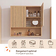 ID MARKET - Meuble de rangement suspendu pour salle de bain VICTOR 2 portes et étagère effet lattes - vignette