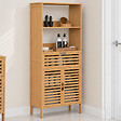 ID MARKET - Meuble armoire salle de bain bambou BEA 2 portes et 1 tiroir avec étagères - vignette