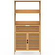 ID MARKET - Meuble armoire salle de bain bambou BEA 2 portes et 1 tiroir avec étagères - vignette