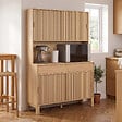 ID MARKET - Buffet de cuisine 120 cm JULIETTE 4 portes coulissantes + 2 tiroirs effet lattes tasseau bois - vignette