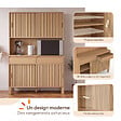 ID MARKET - Buffet de cuisine 120 cm JULIETTE 4 portes coulissantes + 2 tiroirs effet lattes tasseau bois - vignette