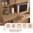 ID MARKET - Buffet de cuisine 120 cm JULIETTE 4 portes coulissantes + 2 tiroirs effet lattes tasseau bois - vignette