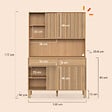 ID MARKET - Buffet de cuisine 120 cm JULIETTE 4 portes coulissantes + 2 tiroirs effet lattes tasseau bois - vignette
