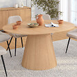 ID MARKET - Table à manger ronde extensible ANGELE 4-8 personnes bois effet hêtre 110-150 cm - vignette