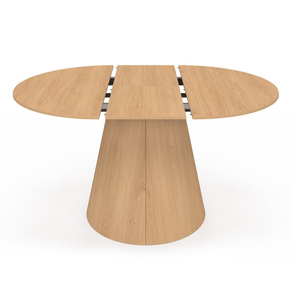 ID MARKET - Table à manger ronde extensible ANGELE 4-8 personnes bois effet hêtre 110-150 cm - large