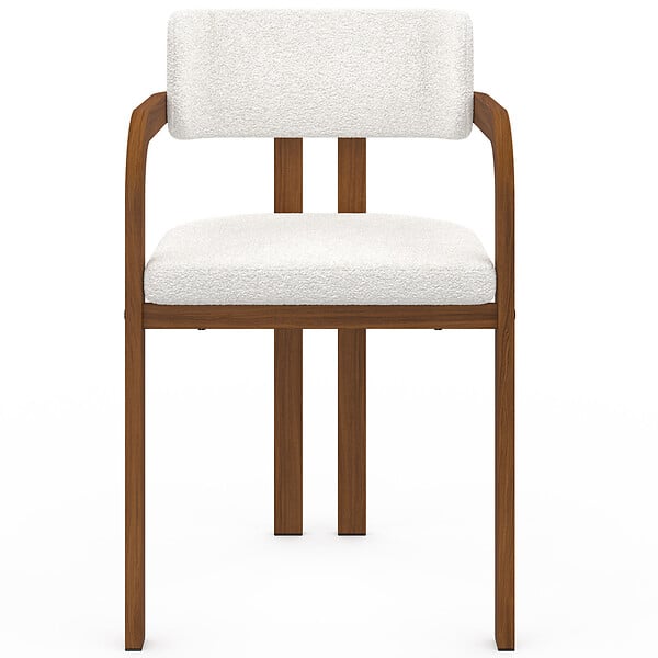 ID MARKET - Lot de 4 chaises de salle à manger, fauteuils de table ESMA en métal effet noyer et tissu bouclette avec accoudoirs - large