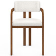 ID MARKET - Lot de 4 chaises de salle à manger, fauteuils de table ESMA en métal effet noyer et tissu bouclette avec accoudoirs - vignette