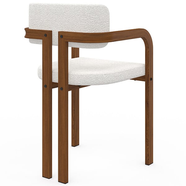 ID MARKET - Lot de 4 chaises de salle à manger, fauteuils de table ESMA en métal effet noyer et tissu bouclette avec accoudoirs - large