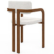 ID MARKET - Lot de 4 chaises de salle à manger, fauteuils de table ESMA en métal effet noyer et tissu bouclette avec accoudoirs - vignette