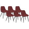 ID MARKET - Lot de 6 chaises THALYA en velours bordeaux avec accoudoirs - vignette