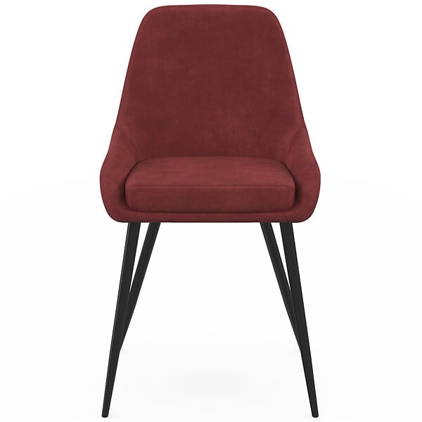 ID MARKET - Lot de 6 chaises THALYA en velours bordeaux avec accoudoirs - large