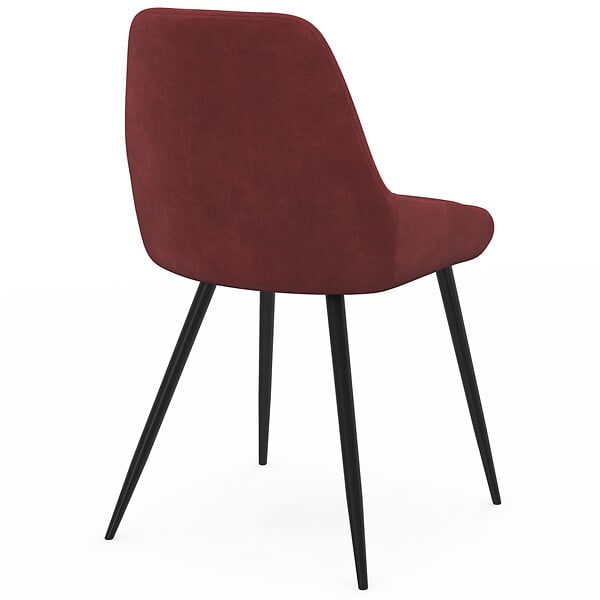 ID MARKET - Lot de 6 chaises THALYA en velours bordeaux avec accoudoirs - large