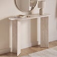 ID MARKET - Console ovale MARTHE bois effet travertin - vignette